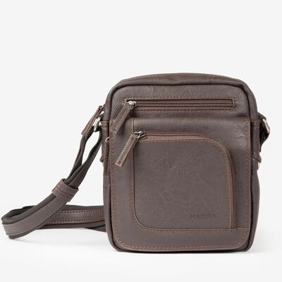 Bolso bandolera café, Colección Reporteros Classic Sport - 19x23 cm