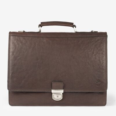 Brown leather portfolio, Wash Leather Collection - 40.5x32 cm