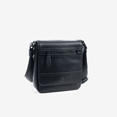 Reporter bag for men, black color, Rustic Collection - 19x20x6 cm