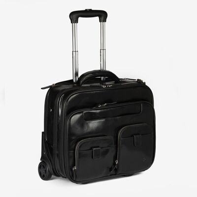 Valise en cuir noir, Casablanca Leather Collection - 41x33x17 cm