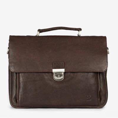 Brown leather briefcase, Wash Leather Collection - 40x31 cm - Mod. 1
