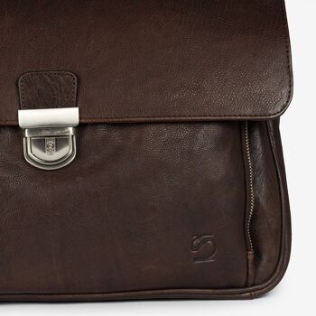 Cartable en cuir marron, Collection Wash Leather - 40x31 cm - Mod.1 3