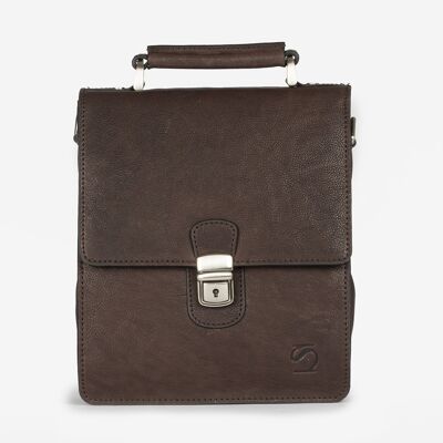 Brown leather bag, Wash Leather Collection - 21x26 cm