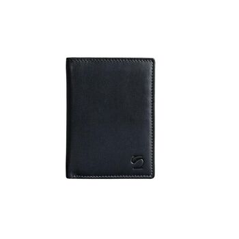 Portefeuille en cuir noir, Collection Cuir Exotique - 8x11 cm - Mod.4 1