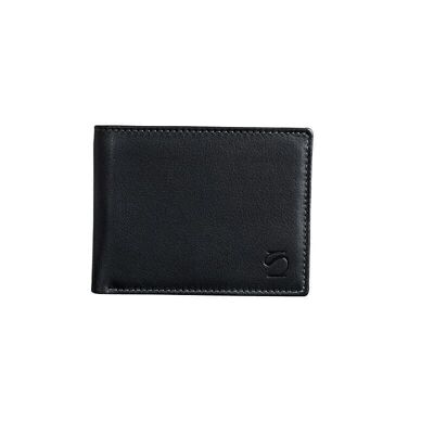 Portefeuille en cuir noir, Collection Cuir Exotique - 10,5x8,5 cm