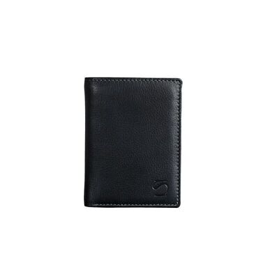 Portefeuille en cuir noir, Collection Cuir Exotique - 7,5x10,5 cm