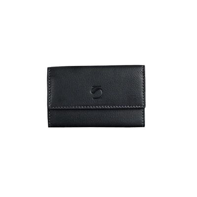 Porte-clés en cuir noir, Collection Cuir Exotique - 7,5x11,5 cm