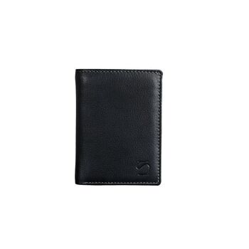 Portefeuille en cuir noir, Collection Cuir Exotique - 8x11 cm - Mod.2 1