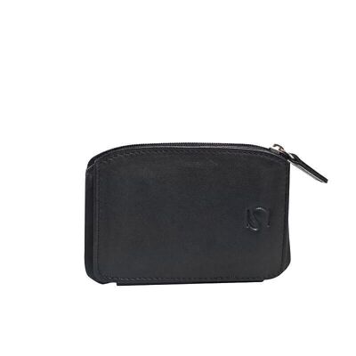 Black leather purse, Exotic Leather Collection - 11.5x8 cm