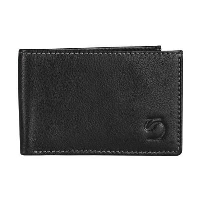 Portefeuille en cuir noir, Collection Cuir Exotique - 10x6,5 cm