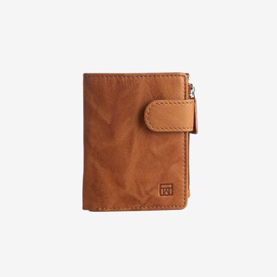 Natural leather wallet for men, leather color, ANTIC-NAPPA/LEATHER Series. DIMENSIONS: 8x10.5 cm
