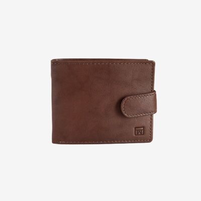 Natural leather wallet for men, brown color, ANTIC-NAPPA/LEATHER Series. DIMENSIONS: 10.5x8.5 cm