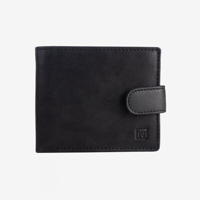 Natural leather wallet for men, black color, ANTIC-NAPPA/LEATHER Series. DIMENSIONS: 10.5x8.5 cm