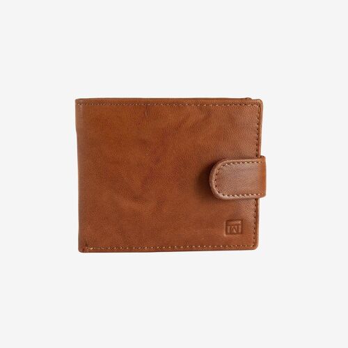 Billetero en piel natural para hombre, color cuero, Serie ANTIC-NAPPA/LEATHER. DIMENSIONES: 10.5x8.5 cm