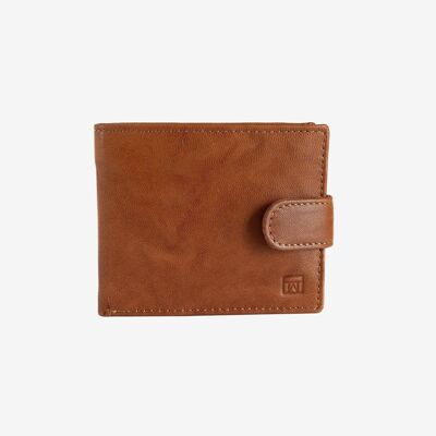 Natural leather wallet for men, leather color, ANTIC-NAPPA/LEATHER Series. DIMENSIONS: 10.5x8.5 cm