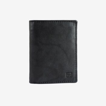 Portefeuille en cuir naturel pour homme, couleur noire, série ANTIC-NAPPA/LEATHER. DIMENSIONS : 8,5x11,5cm 1