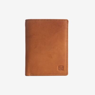 Natural leather wallet for men, leather color, ANTIC-NAPPA/LEATHER Series. DIMENSIONS: 8.5x11.5 cm