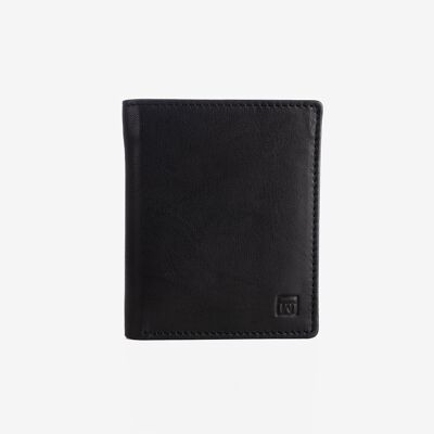 Natural leather wallet for men, black color, ANTIC-NAPPA/LEATHER Series. DIMENSIONS: 9x11 cm