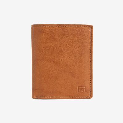 Natural leather wallet for men, leather color, ANTIC-NAPPA/LEATHER Series. DIMENSIONS: 9x11 cm