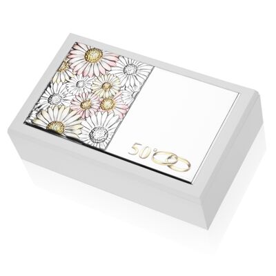 Jewelery Box 20x12x6 cm Silver "Daisy Colors" Line 50th Anniversary