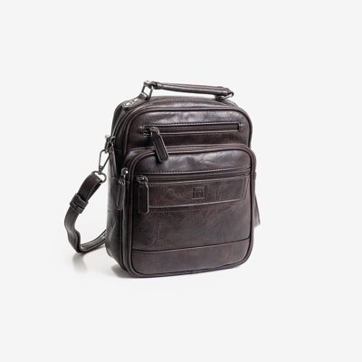 Sac reporter pour homme, couleur café, Collection Nappa - 21x25x8,5 cm