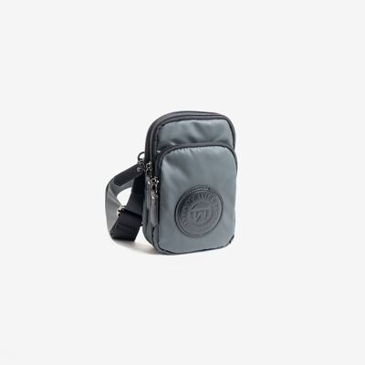 Mobile phone bag for men, gray color, Nylon sport collection - 11x19x5 cm
