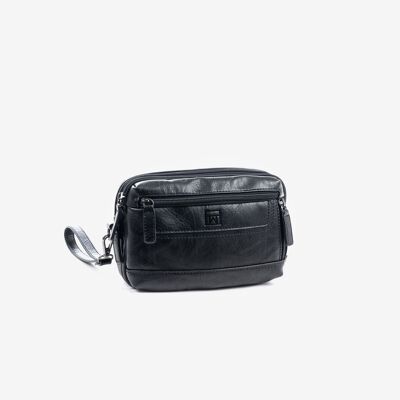 Toiletry bag for men, black color, Nappa Collection - 21x14x7 cm