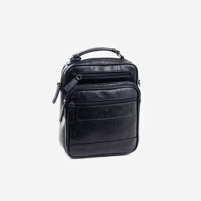 Reporter bag for men, black color, Nappa Collection - 21x25x8.5 cm