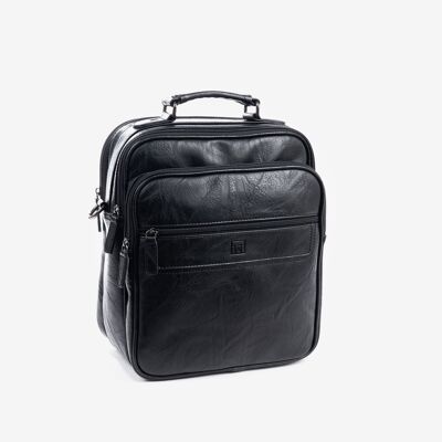 Large men's bag, black color, Nappa Collection - 26x31x16 cm
