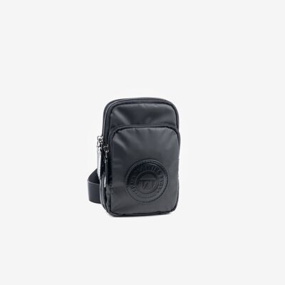 Mobile phone bag for men, black color, Nylon Sport Collection - 11x19x5 cm