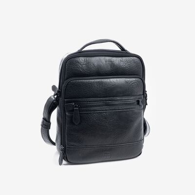 Reporter bag for men, black color, Rustic Collection - 28.5x27x8 cm