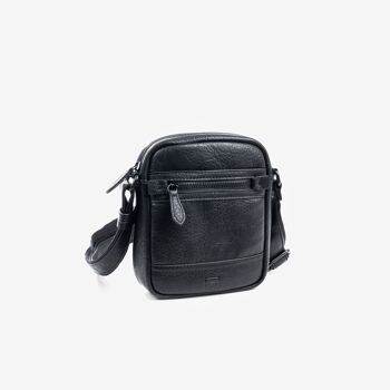Petit sac pour homme, coloris noir, Collection Rustique - 16x20x5 cm 1