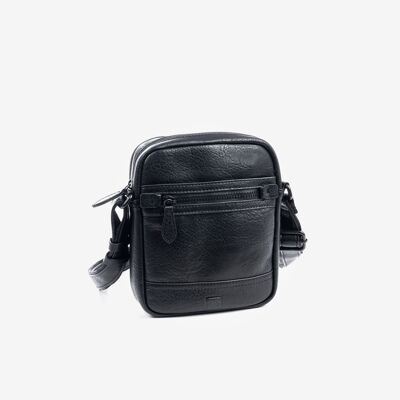 Sac reporter pour homme, coloris noir, Collection Rustique - 17x22x5 cm