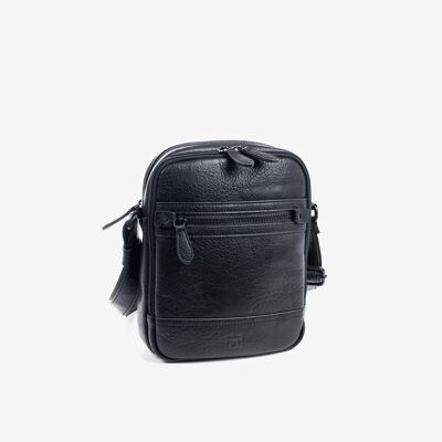 Reporter bag for men, black color, Rustic Collection - 19x24x7 cm