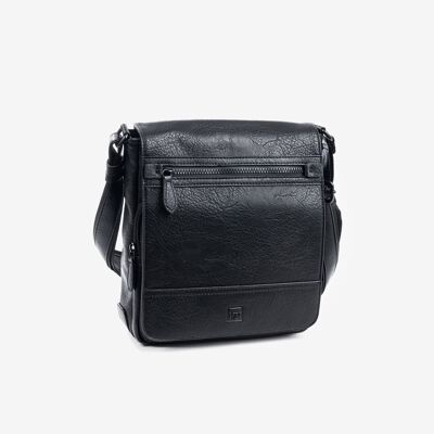 Reportertasche für Herren, schwarze Farbe, Rustic Collection - 23x26x8 cm