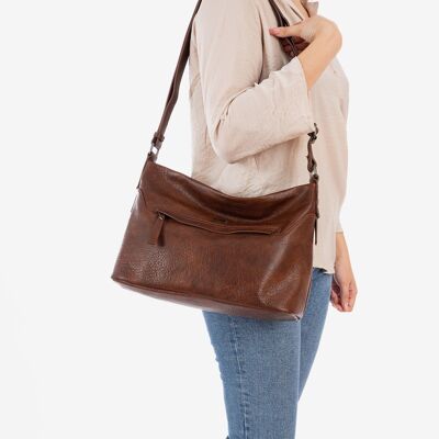 Shoulder bag, brown, Lunda Series. 32x22x15cm