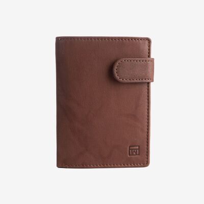 Natural leather wallet for men, brown color, ANTIC-NAPPA/LEATHER Series. DIMENSIONS: 9x12 cm
