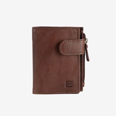 Portefeuille en cuir naturel pour homme, couleur marron, série ANTIC-NAPPA/LEATHER. DIMENSIONS : 8x10,5cm