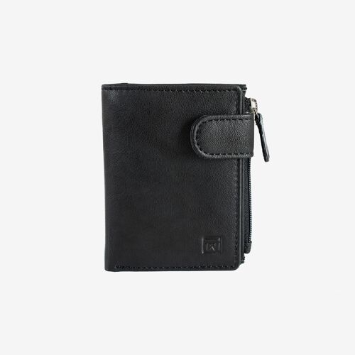 Billetero en piel natural para hombre, color negro, Serie ANTIC-NAPPA/LEATHER. DIMENSIONES: 8x10.5 cm