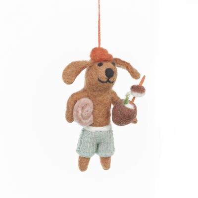 Décoration d’été suspendue canine en feutre de noix de coco faite à la main