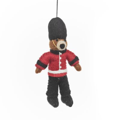 Decorazione souvenir londinese dell'orso Beefeater in feltro fatto a mano