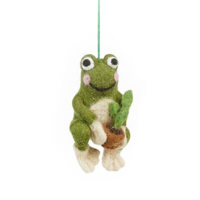 Handgefertigte Hängedekoration „Friedrich der Frosch“ aus Filz