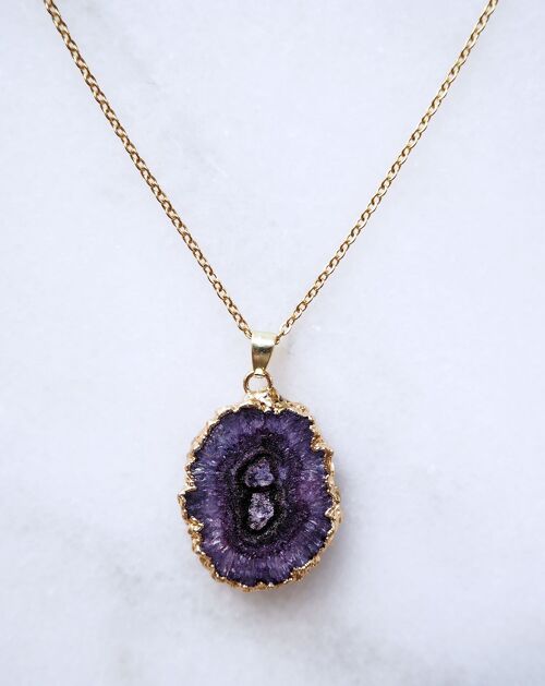 Purple Druzy Agate Necklace