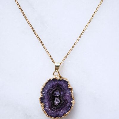 Purple Druzy Agate Necklace