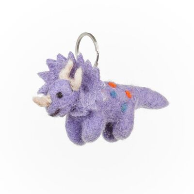 Handmade Felt Triceratops Keyring