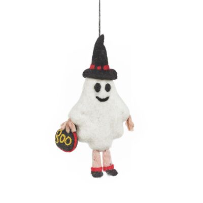 Boo-Dini in feltro fatto a mano, il fantasma, decorazioni di Halloween appese