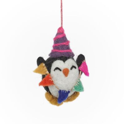 Handgefertigte Party-Pinguin-Hundedekoration aus Filz