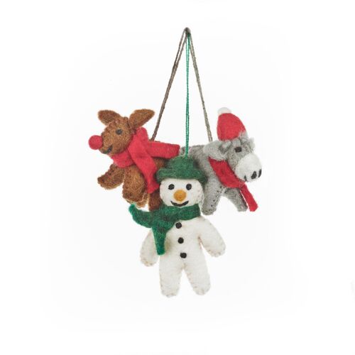 Handmade Felt Christmas Cuties (Set of 3) Hanging Decorations