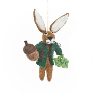 Handmade Felt Cedric the Hare Hanging Woodland Decoration