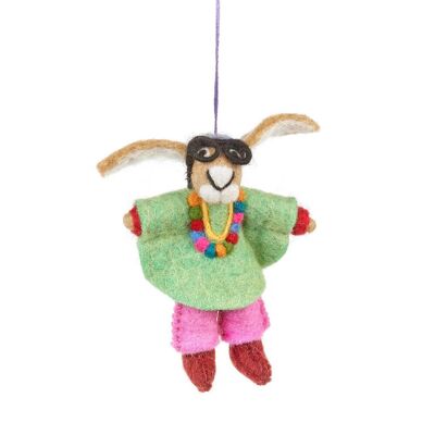 Handmade Felt Iris Apfel Hare Hanging Decoration